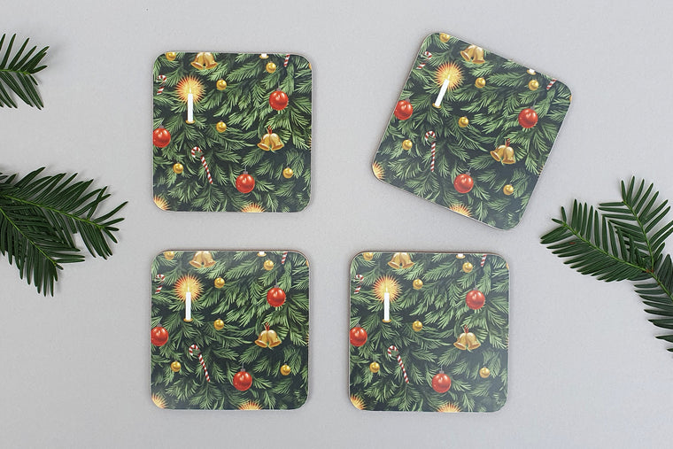CHRISTMAS TREE COASTER SET OF FOUR