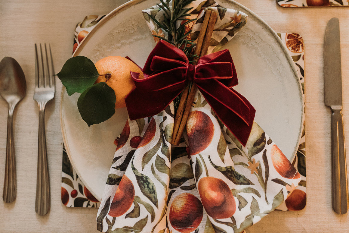 SET OF TWO CLEMENTINE COTTON NAPKINS