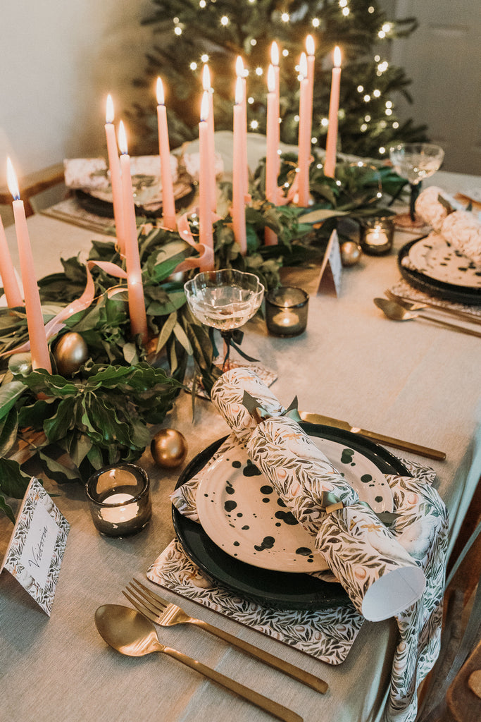2x TAPERED DINNER CANDLES - BLUSH PINK