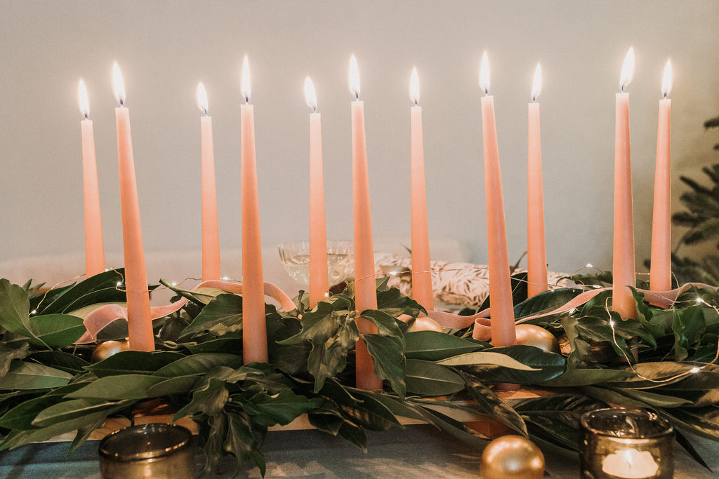 2x TAPERED DINNER CANDLES - BLUSH PINK