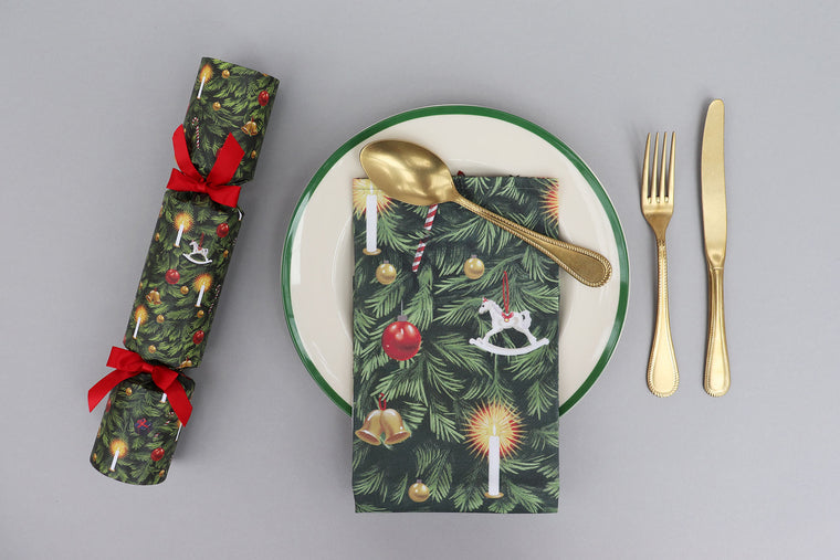 SET OF TWO CHRISTMAS TREE COTTON NAPKINS