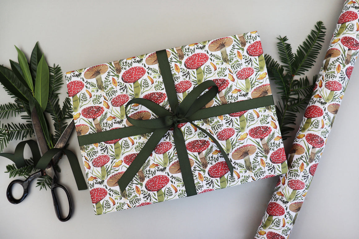 mushroom wrapping paper christmas luxury