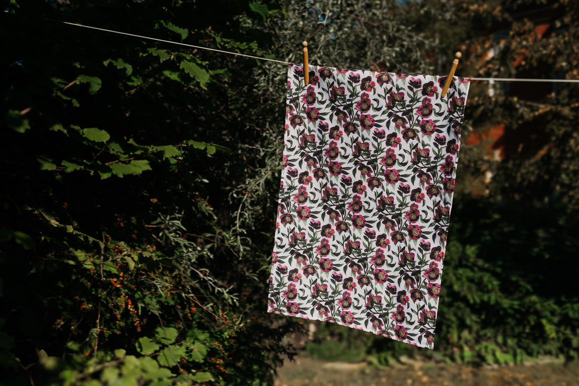 TEA TOWEL - CHRISTMAS ROSE