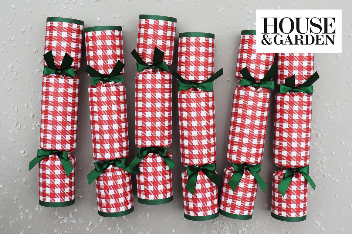 RED GINGHAM LUXURY CHRISTMAS CRACKERS