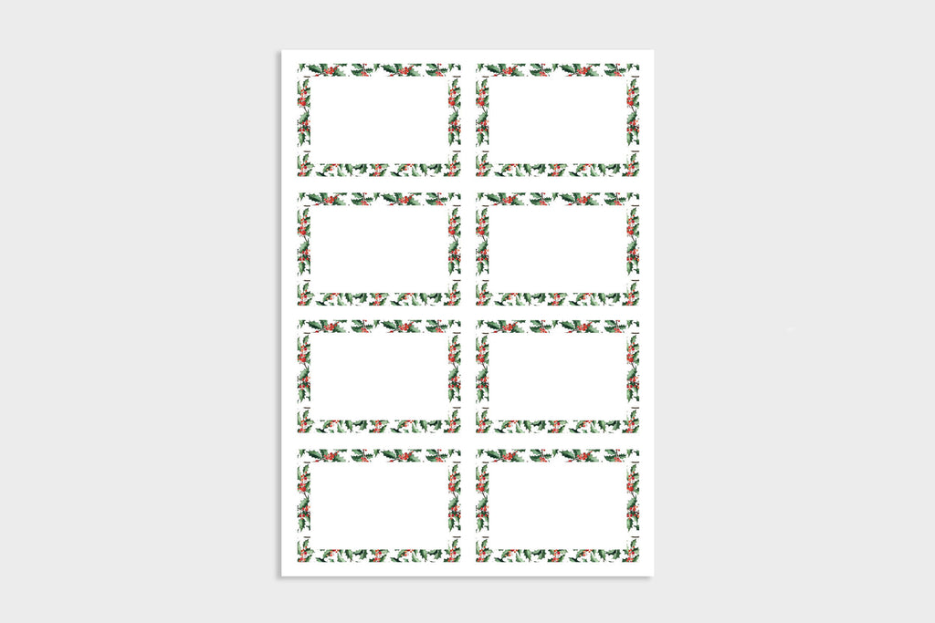 GREEN HOLLY GIFT LABELS