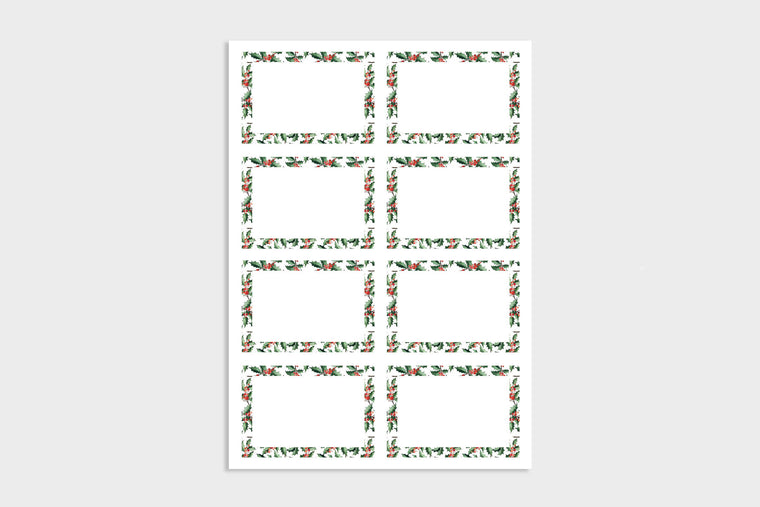 GREEN HOLLY GIFT LABELS
