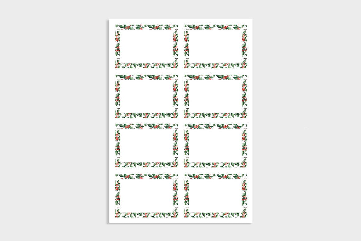 GREEN HOLLY GIFT LABELS