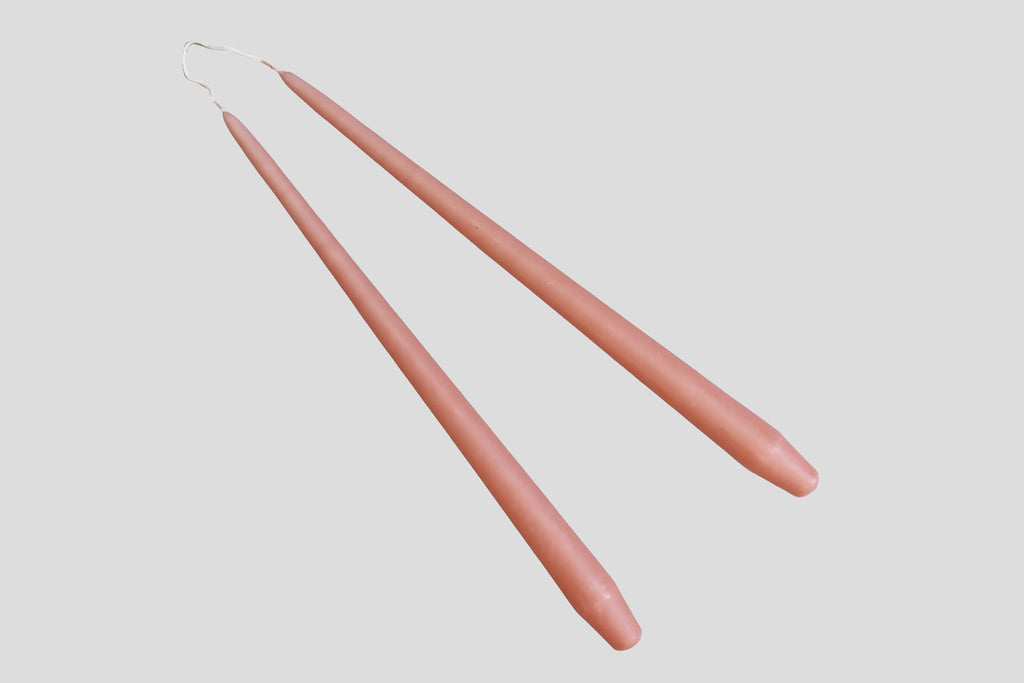 2x TAPERED DINNER CANDLES - BLUSH PINK