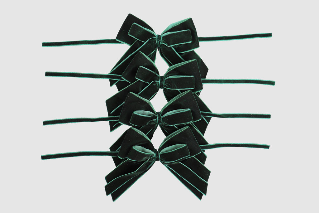 double velvet bows christmas forest green