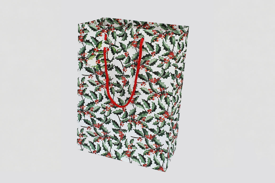 GREEN HOLLY GIFT BAG