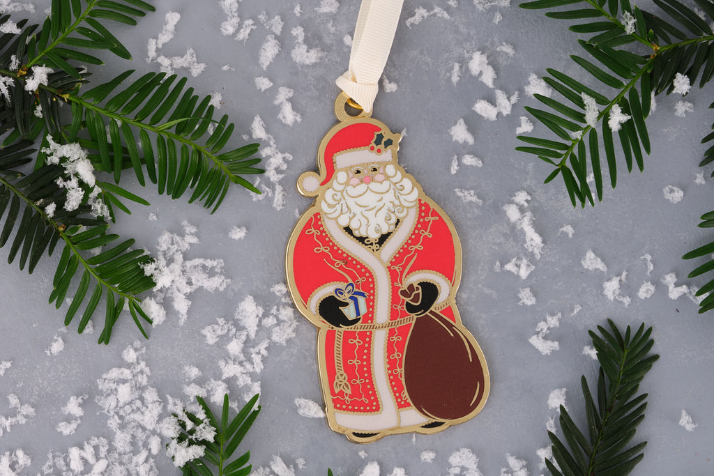 father christmas christmas tree decoration enamel 