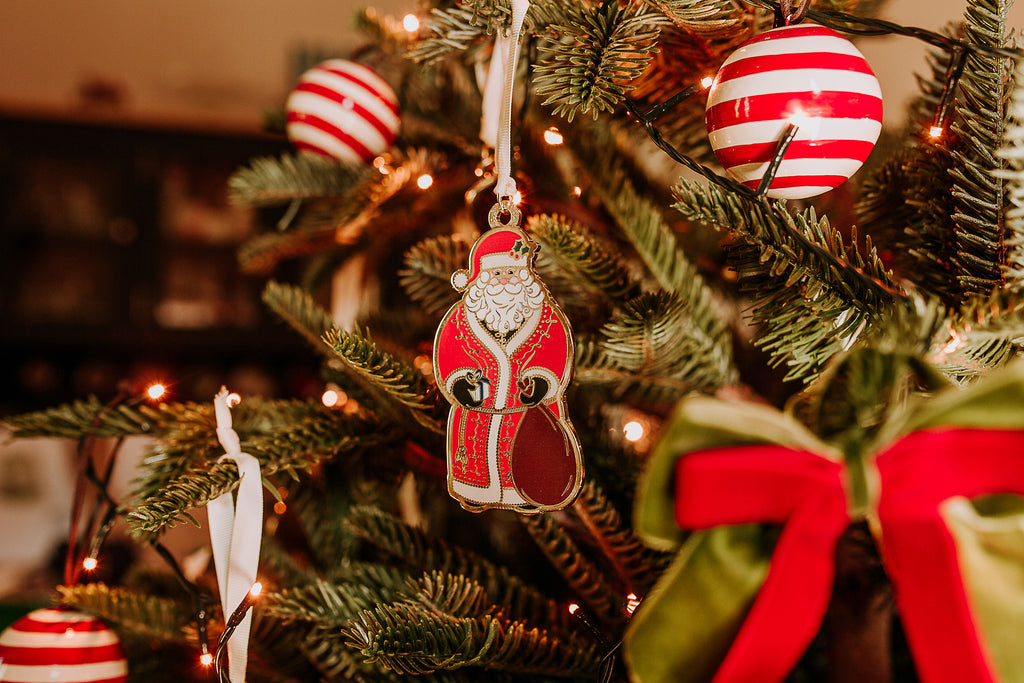 father christmas christmas tree decoration enamel 
