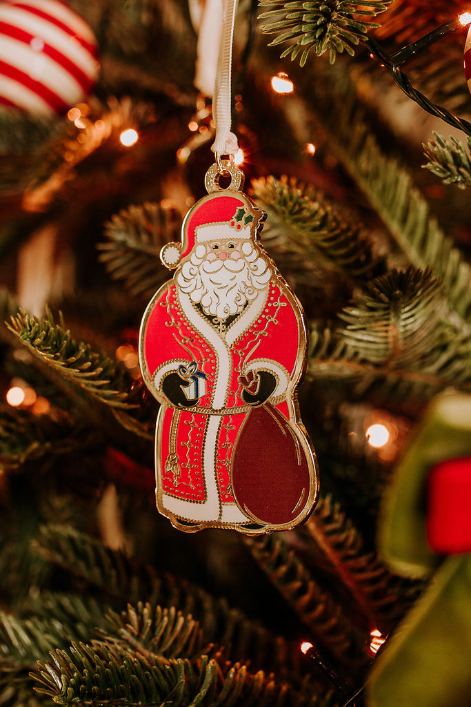 father christmas christmas tree decoration enamel 