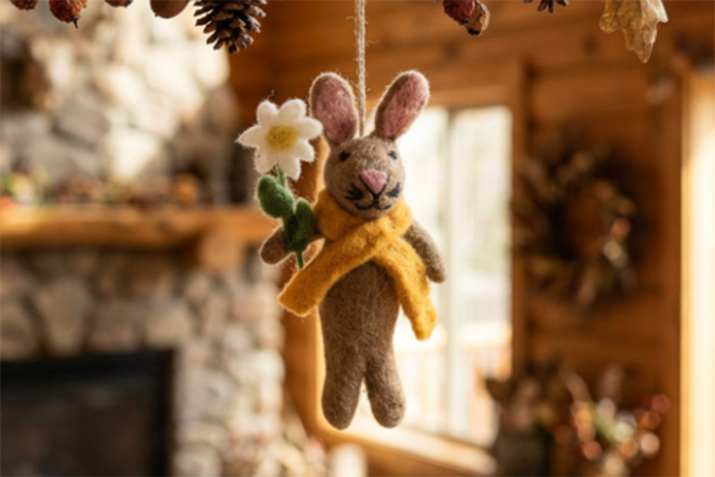 Felt Marigold the Rabbit with White Flower