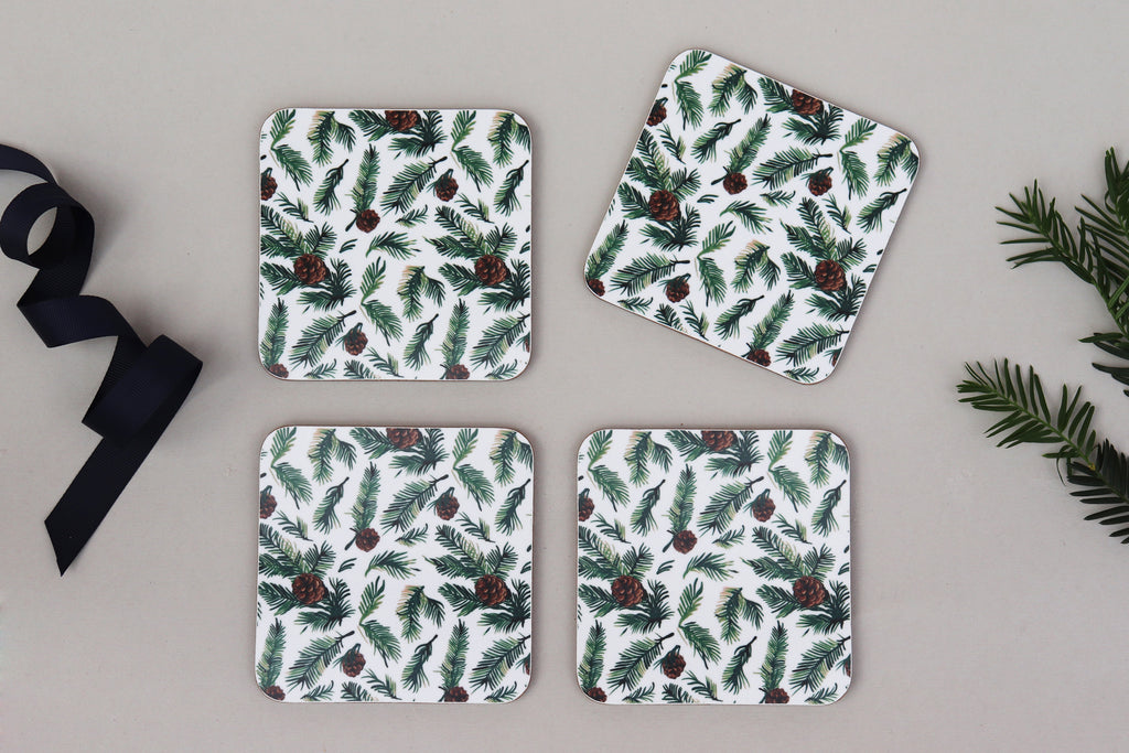 PINE CONE SPRUCE COASTER SET OF FOUR