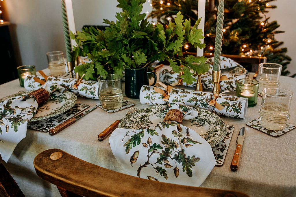 oak leaves and acorns luxury Christmas cotton napkin