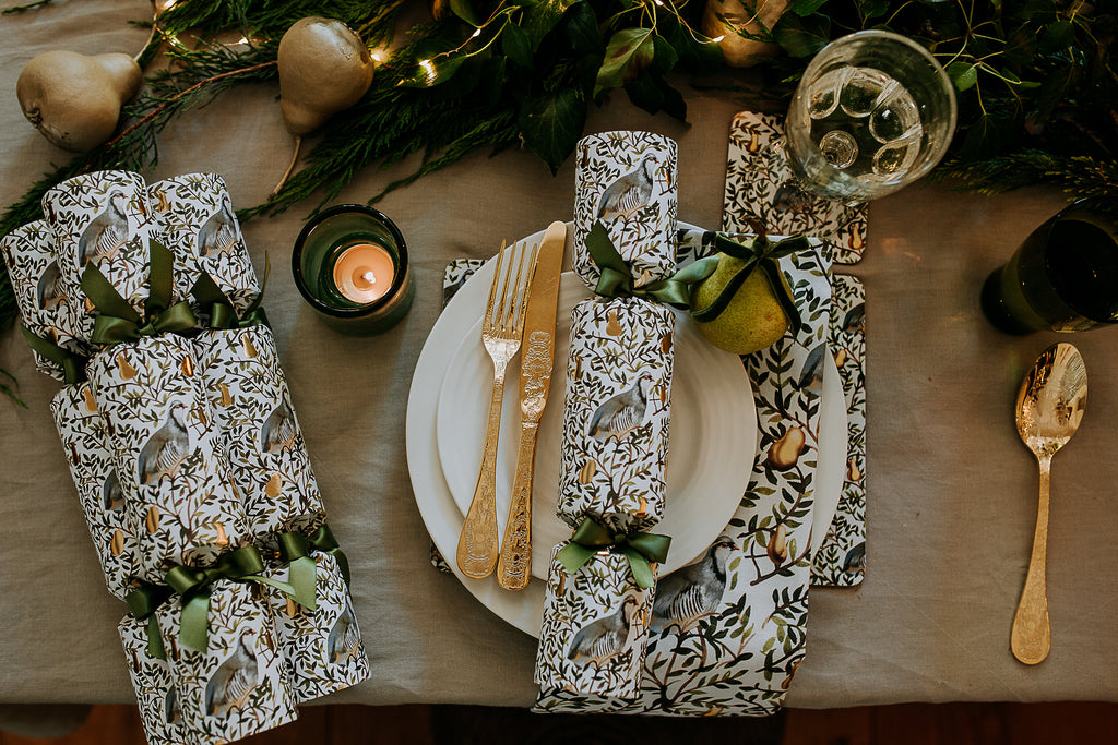 partridge in a pear tree cotton napkin luxury christmas