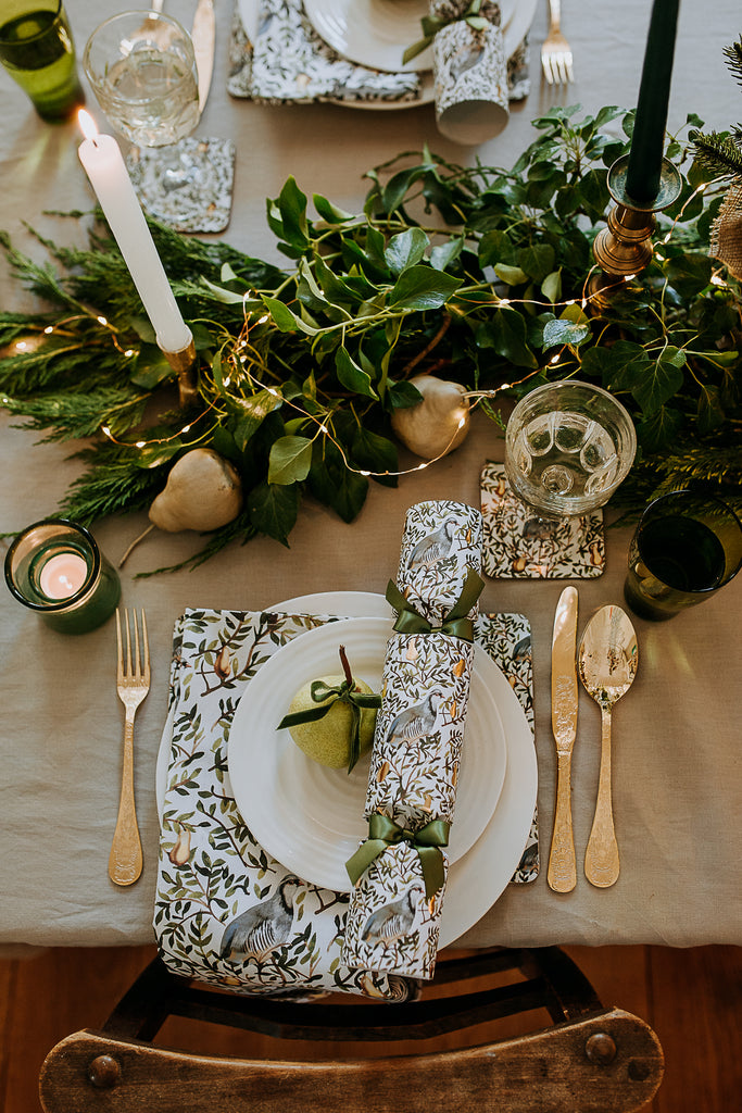 partridge in a pear tree cotton napkin luxury christmas