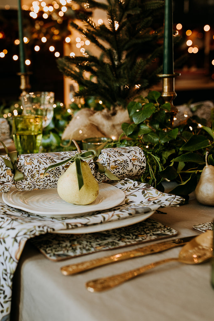 partridge in a pear tree cotton napkin luxury christmas