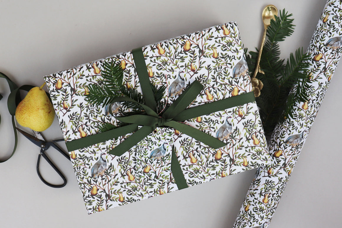 partridge in a pear tree wrapping paper christmas luxury