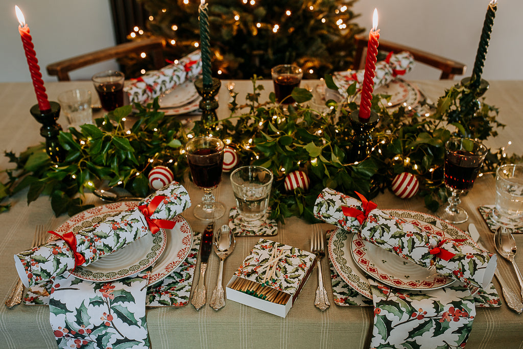 GREEN HOLLY COASTER SET OF FOUR