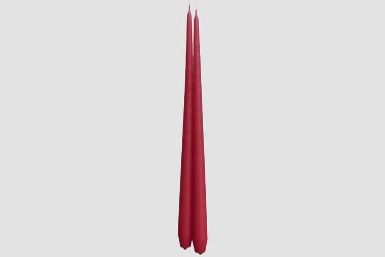 2x TAPERED DINNER CANDLES - DARK RED WINE