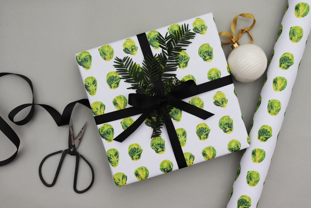 brussels sprouts christmas xmas wrapping paper luxury gift wrap recyclable wrapping paper