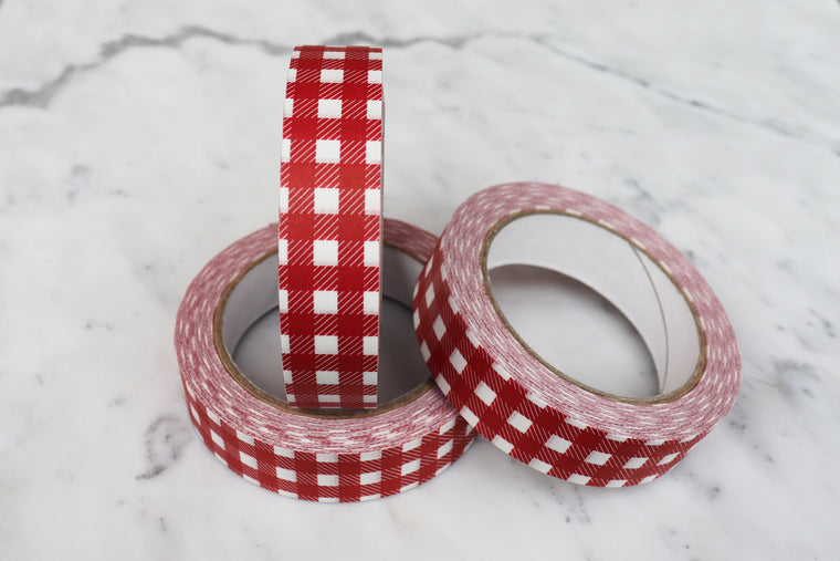 STICKY PAPER TAPE RED GINGHAM - 50m