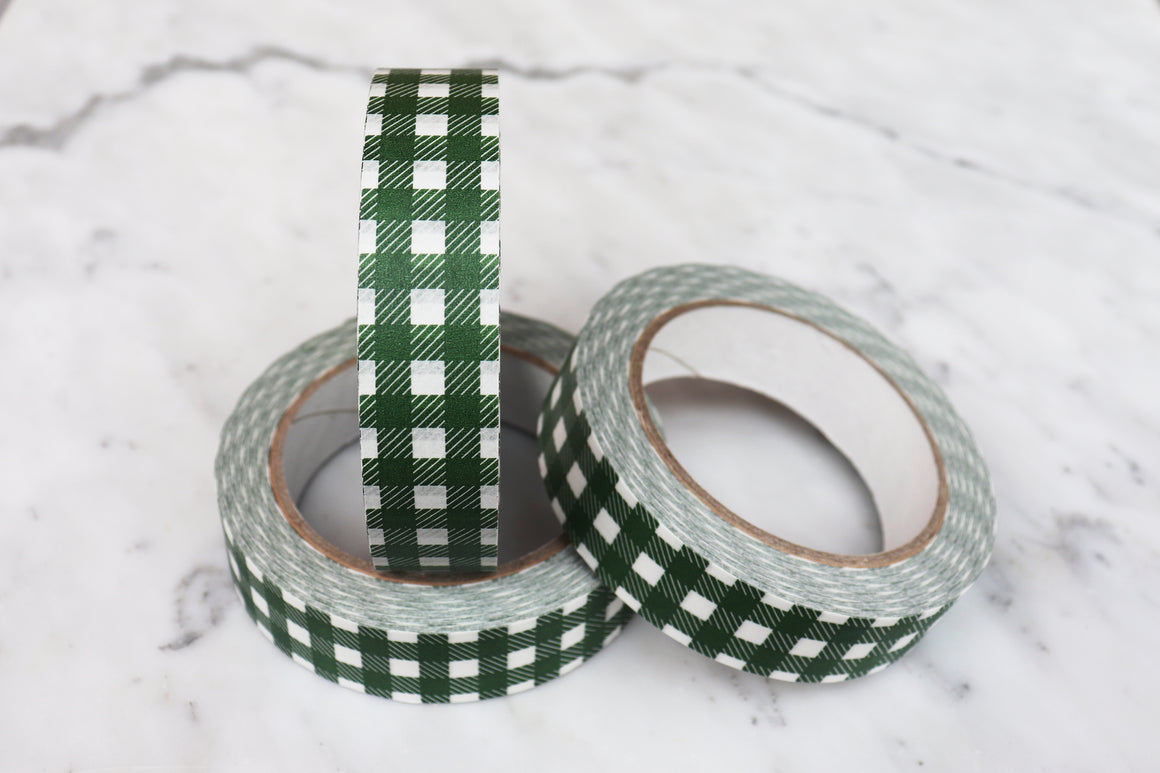 STICKY PAPER TAPE GREEN GINGHAM - 50m