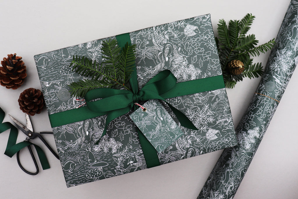 fable forest luxury christmas wrapping paper