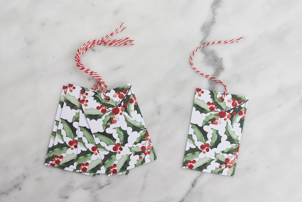 green holly luxury gift tags christmas