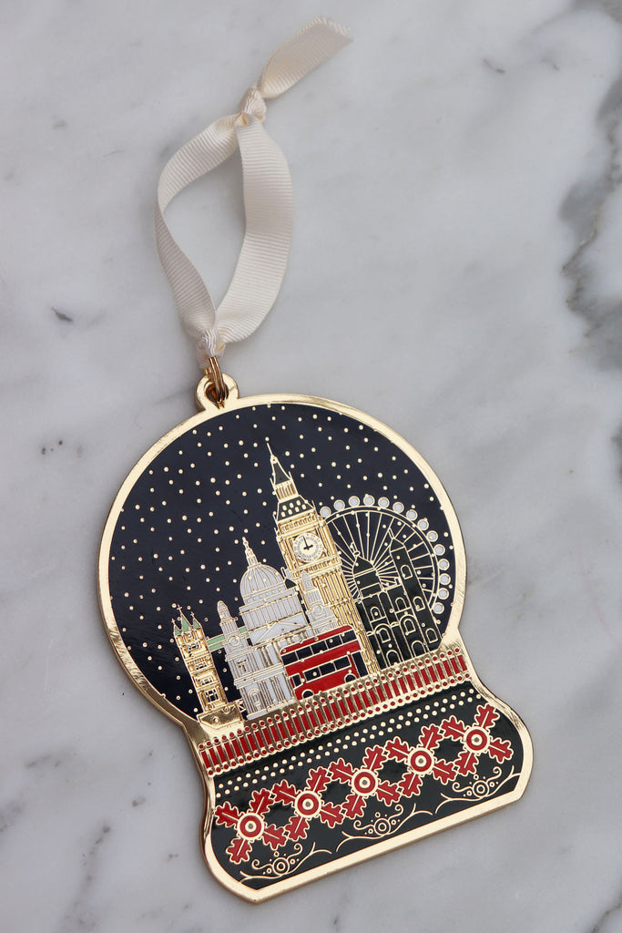 london snow globe christmas tree decoration enamel 