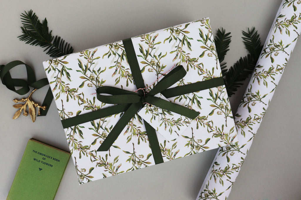 mistletoe wrapping paper christmas luxury