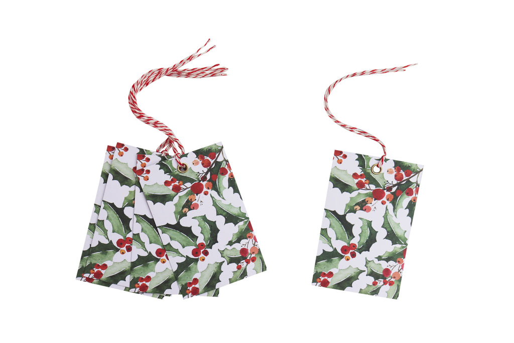 GREEN HOLLY CHRISTMAS GIFT TAGS