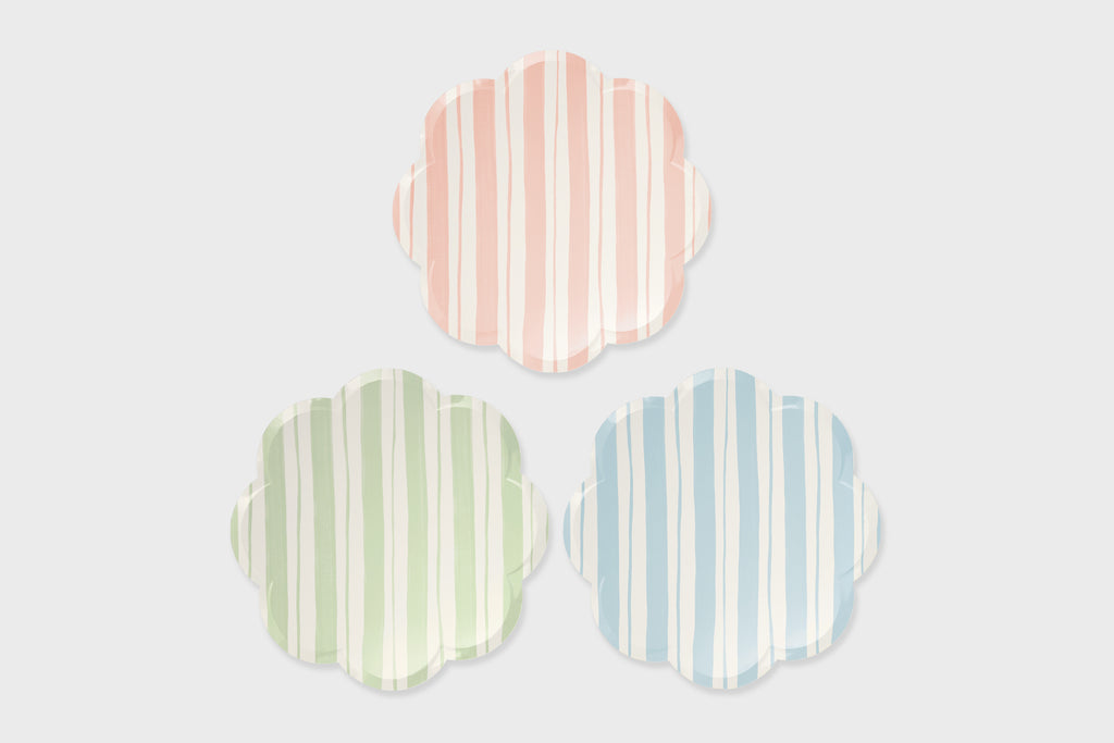 TICKING STRIPE DINNER PLATES (x8)